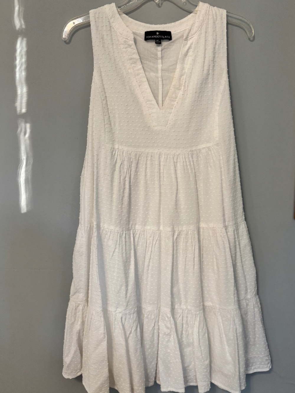 Pomander Place Kenzo Swiss Dot Sleeveless Dress In White XS